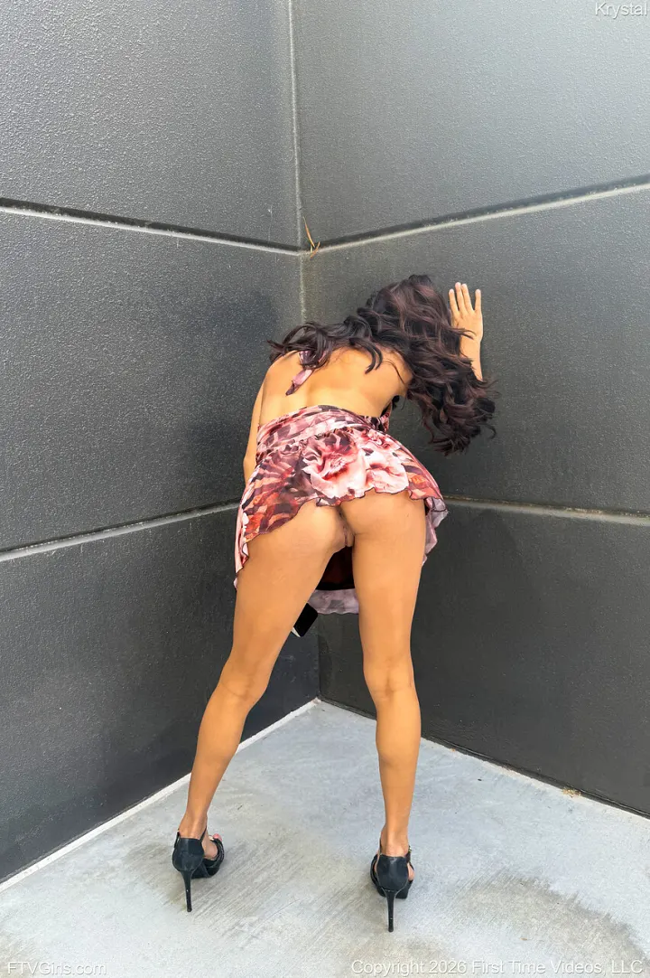 Krystal Mostra Peitos Pequenos e Buceta Depilada Publicamente 14