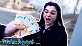 Public Agent Pays Working Girl for Sloppy Blowjob and Hard Fuck